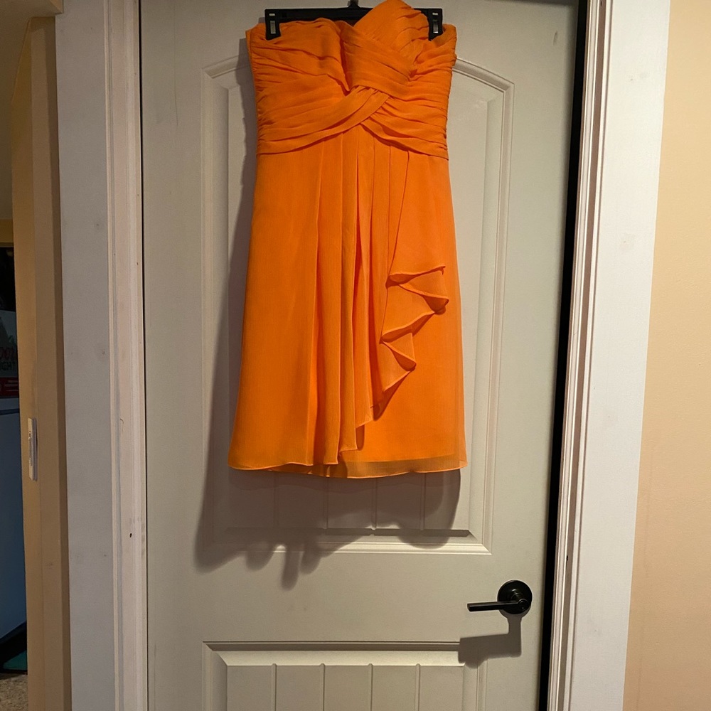 David’s Bridal orange/Coral strapless bridesmaid dress size 2